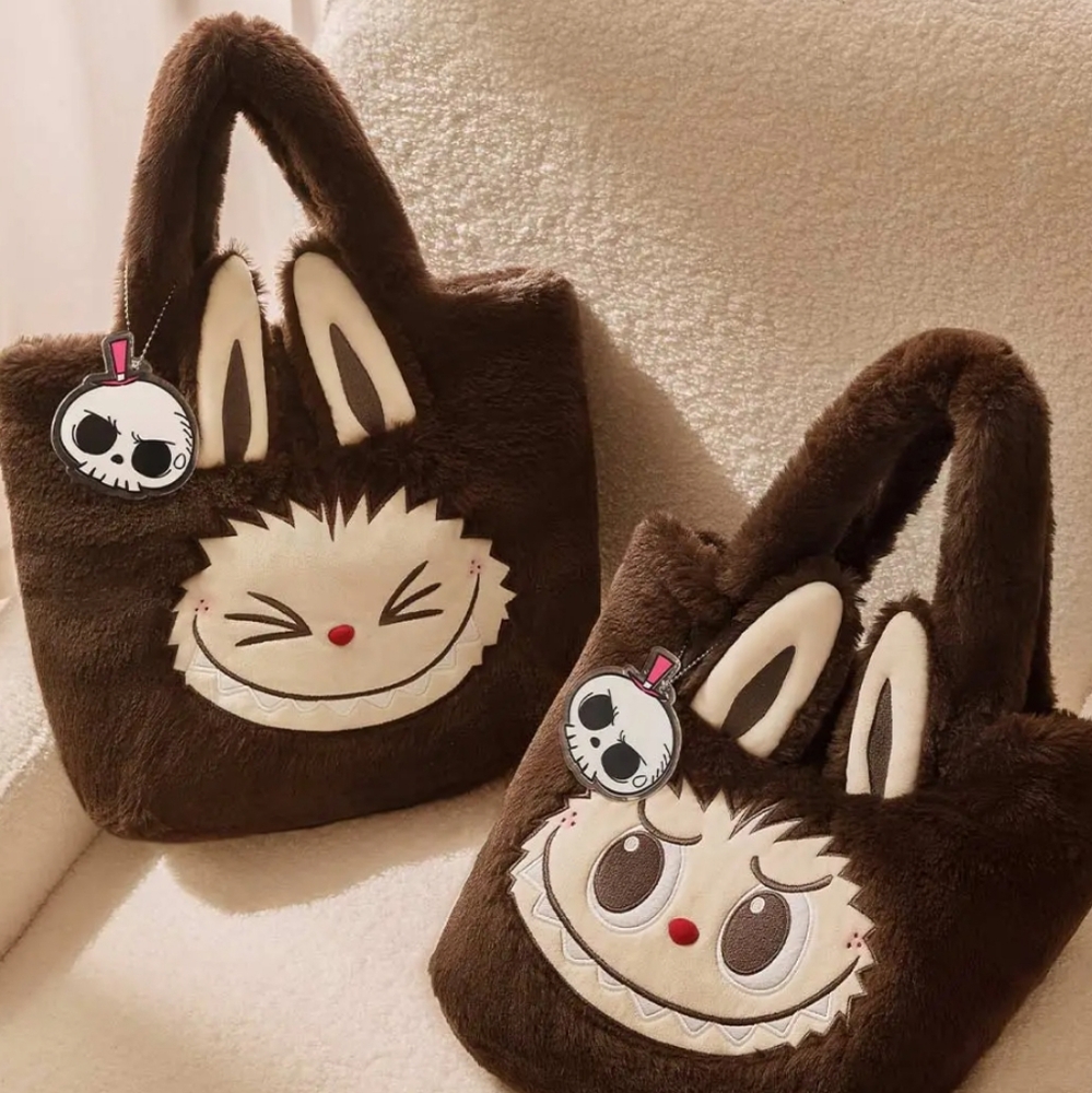 Pop Mart Labubu The Monsters Plush Tote Bag Brown Authentic NWT